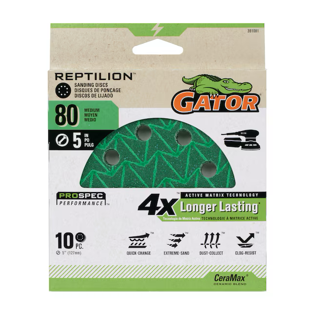 Gator 8-Piece Ceramic Alumina 80-Grit Disc Sandpaper