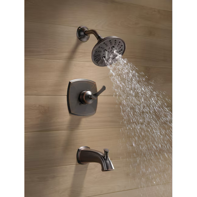 Delta Sandover Venetian Bronze 1-handle Multi-function Round Bathtub and Shower Faucet Valve Included