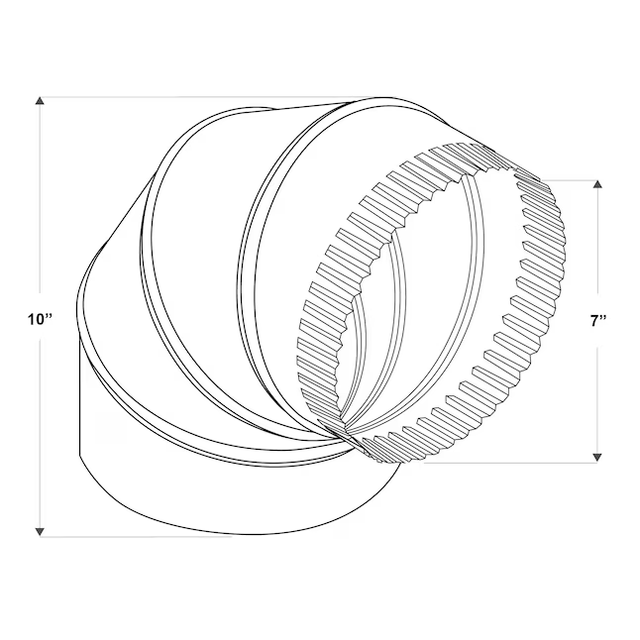 IMPERIAL 7-in 30 Gauge Galvanized Steel Round Adjustable 90 Degree Duct Elbow