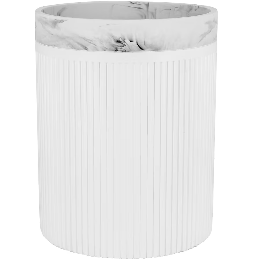 allen + roth Rochelle White Marble Resin Wastebasket