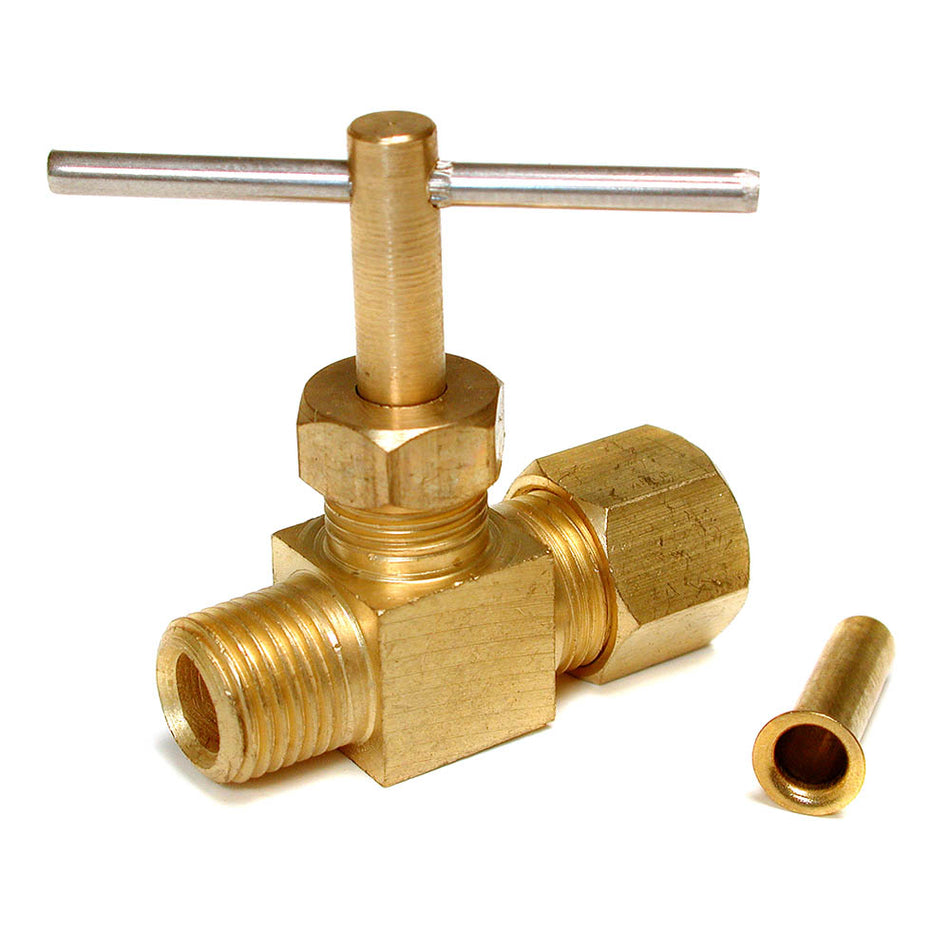 Dial ¼” cc x ⅛” MPT Straight Needle Valve with Poly Adapter