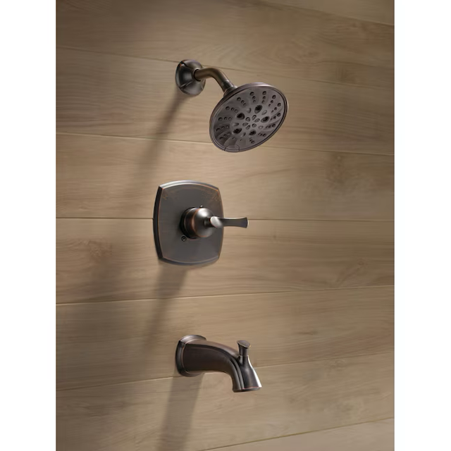 Delta Sandover Venetian Bronze 1-handle Multi-function Round Bathtub and Shower Faucet Valve Included