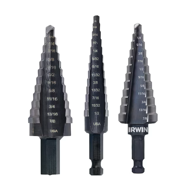 IRWIN Unibit 3-Piece Set Step Drill Bit Set (3/16-in to 7/8-in)