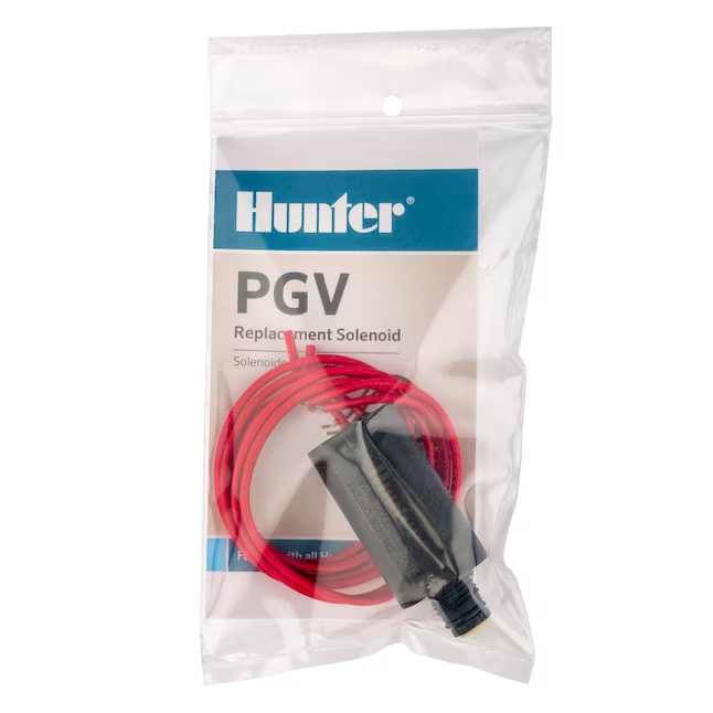 Solenoide de repuesto Hunter para válvulas de aspersores subterráneos: negro, plástico resistente, cables de 24 pulgadas