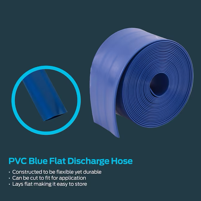 Manguera de descarga plana azul de PVC EZ-FLO de 2 pulgadas de diámetro interior x 15 pies