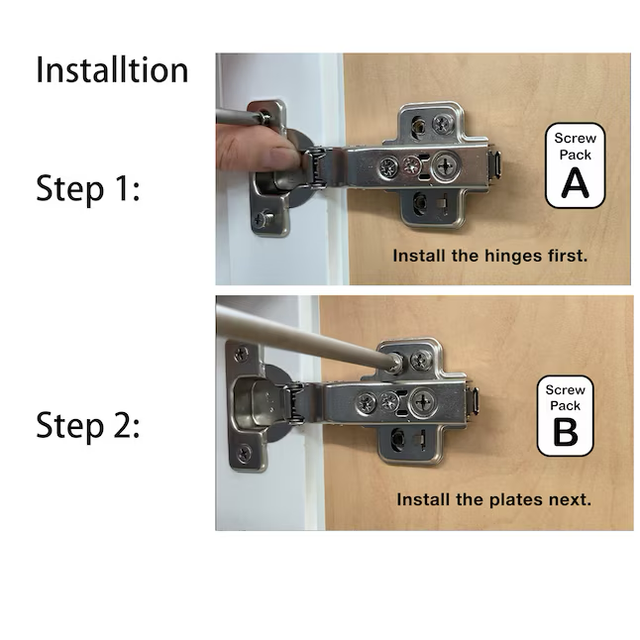 Bisagra para gabinete niquelada con cierre suave, oculta y superpuesta de 110 grados RELIABILT, 1 par (2 piezas)