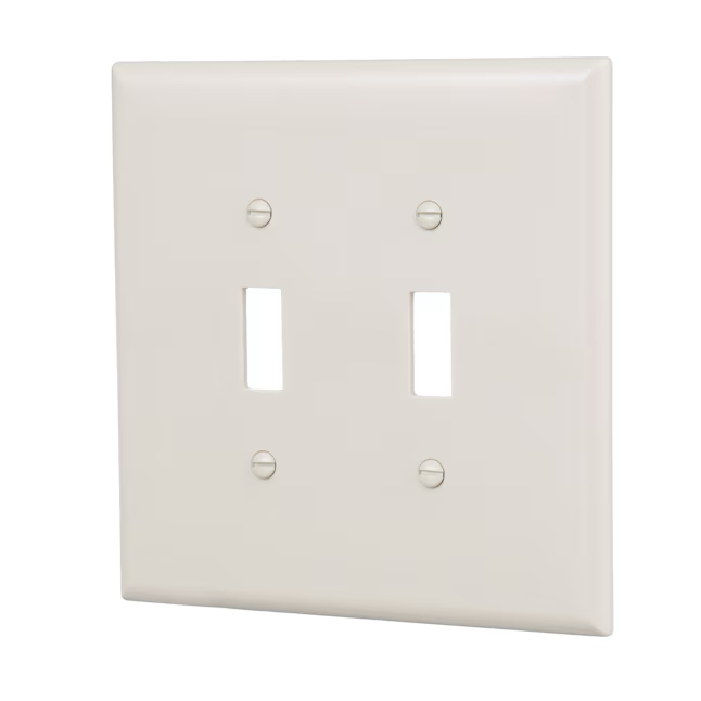 Eaton 2-Gang Jumbo Size Light Almond Plastic Indoor Toggle Wall Plate