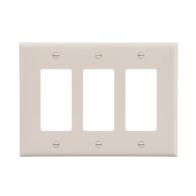 Eaton 3-Gang Midsize Light Almond Polycarbonate Indoor Decorator Wall Plate