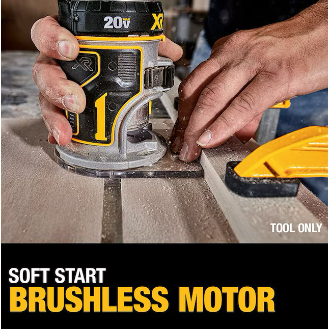 DEWALT XR 1/4-Zoll bürstenloser kabelloser Oberfräse mit variabler Geschwindigkeit und fester Drehzahl (Einzelgerät)