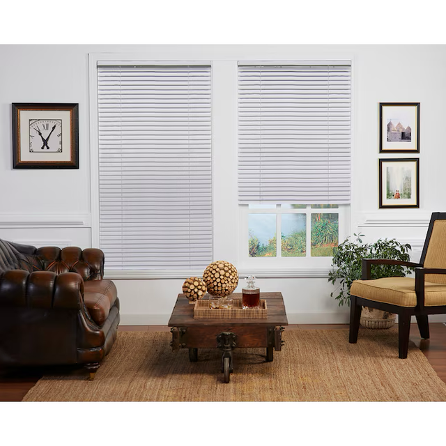 Project Source Premium 2-in Slat Width 34-in x 72-in Cordless White Vinyl Room Darkening Horizontal Blinds