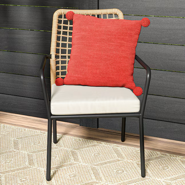 Origin 21 Clairmont Set of 4 Wicker Black Steel Frame Stationary Dining Chair with Off-white Cushioned Seat