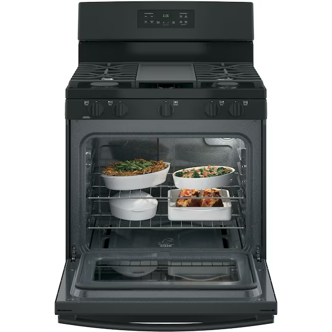 GE 30-in 5 Burners 5-cu ft Freestanding Natural Gas Range (Black)