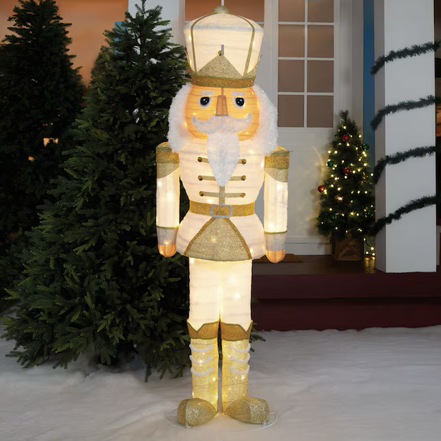 Holiday Living 6-ft White & Gold Nutcracker