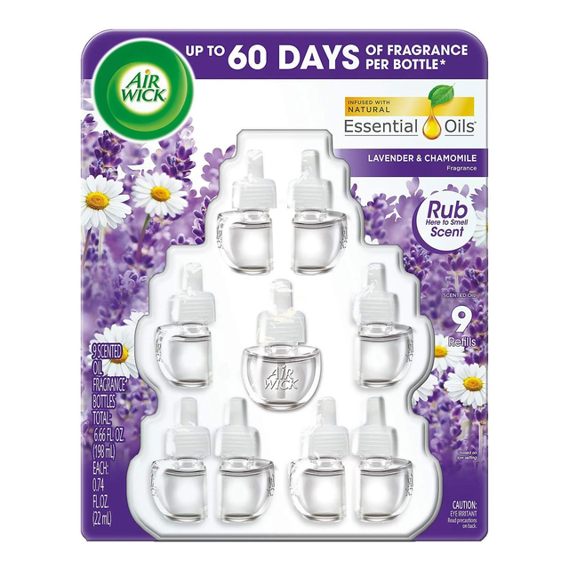 Air Wick Scented Oil Air Freshener, Lavender & Chamomile (9-Pack)