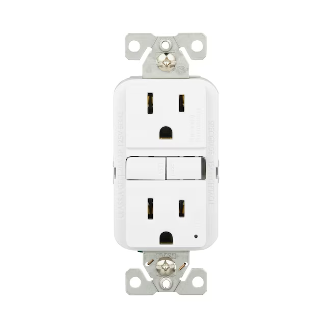 Eaton 15-Amp 125-volt GFCI Residential Decorator Outlet, White