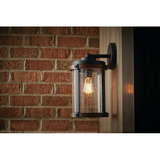 Kichler Barrington 1-Light 13-in Distressed Black and Wood Tone Outdoor Wall Light