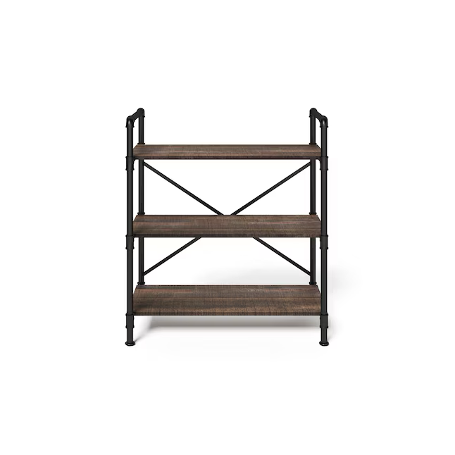 allen + roth Brown Metal 3-Shelf Bookcase (31.5-in W x 35.5-in H x 17.5-in D)