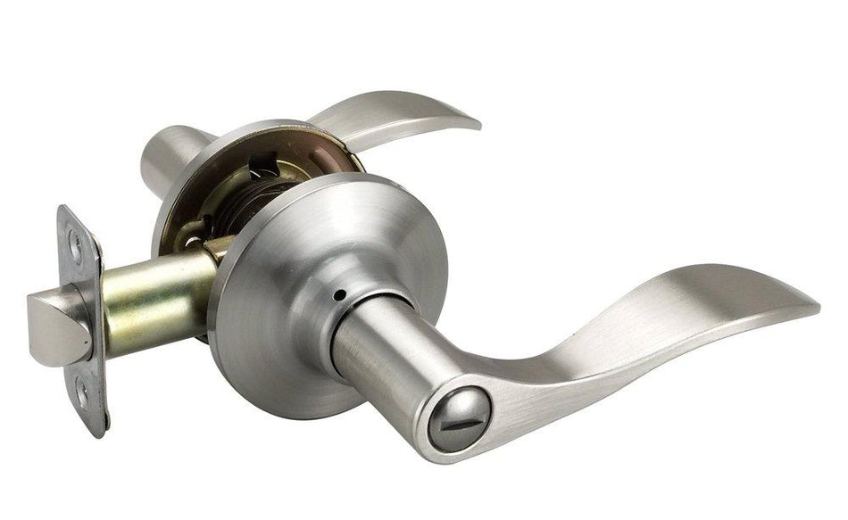 WestCraft Wave Lever Privacy Door Lock (Satin Nickel)