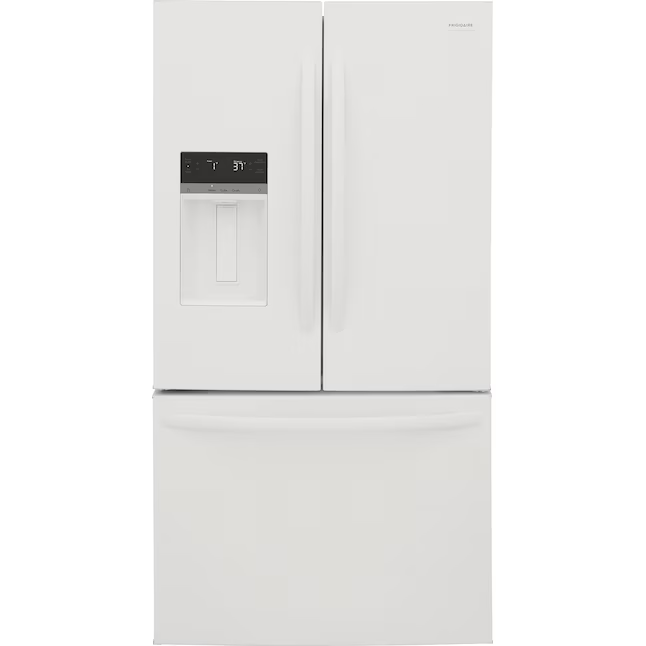 Refrigerador Frigidaire de puerta francesa de 27.8 pies cúbicos con máquina de hielo, dispensador de agua y hielo (blanco) ENERGY STAR