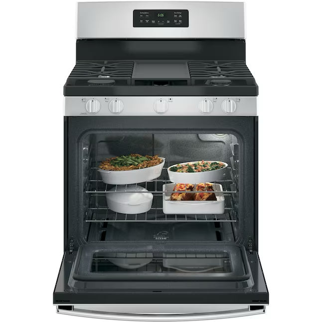 GE 30-in 5 Burners 5-cu ft Freestanding Natural Gas Range (Stainless Steel)