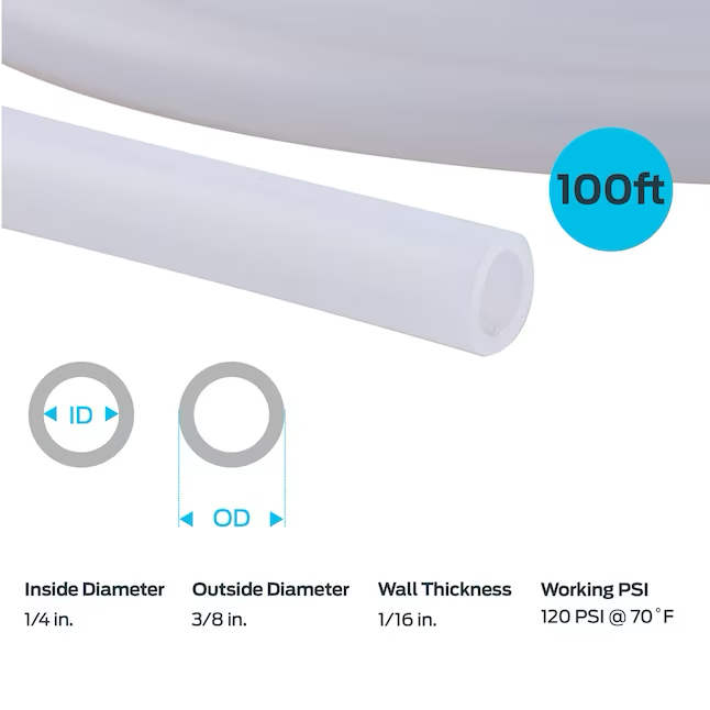 EZ-FLO 1/4-in ID x 100-ft Polyethylene White Polyethylene Tubing