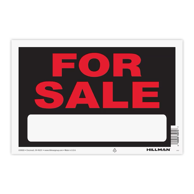 Hillman 8-in x 12-in Plastic Sale/For Sale Sign