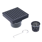 Oatey Vivante 4-in Matte Black Square Shower Drain with Square Pattern