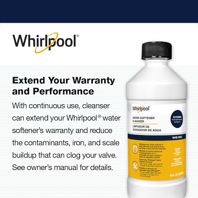 Whirlpool-Wasserenthärter-Reinigungsformel, weißes Finish, NSF-Sicherheitsliste, verlängert die Garantie auf bis zu 10 Jahre, 1 Packung