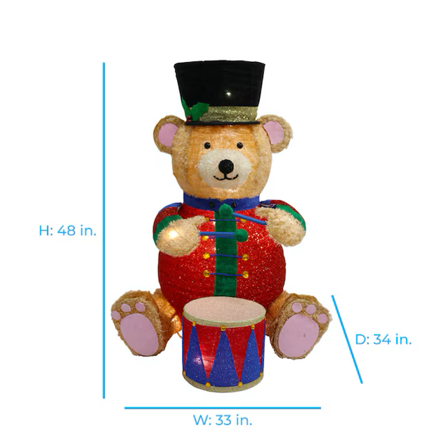 Holiday Living 4-ft LED Pop Up Bear Drummer Decoration