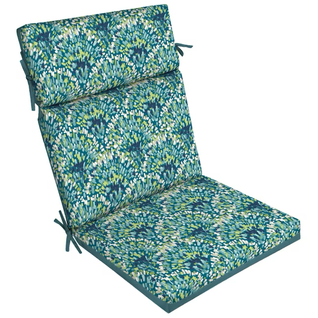 Style Selections Cojín para silla de patio con ondas verde azulado de 20 x 21 pulgadas