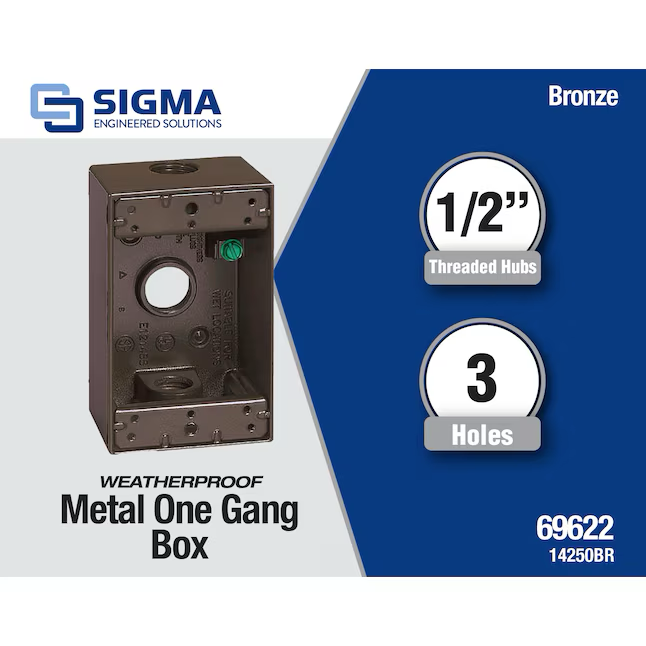 Sigma Engineered Solutions 1-Gang Metal Weatherproof New Work Rectangular Electrical Box