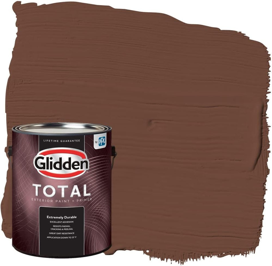 Glidden Total Exterior Paint & Primer Semi-Gloss, Bird House Brown