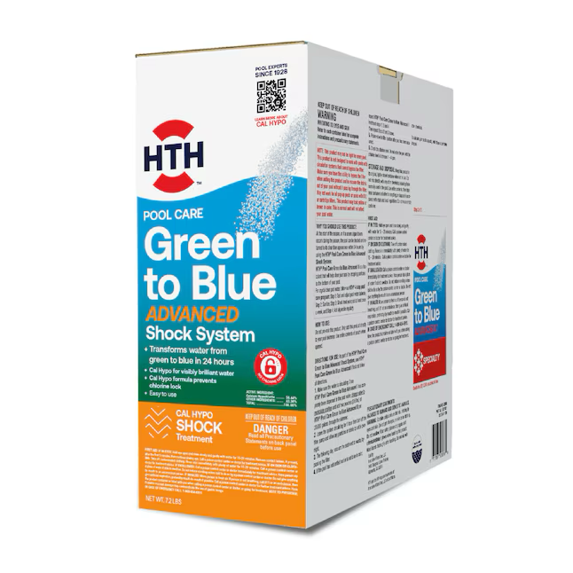 HTH Swimming Pool Advanced Green to Blue Shock, Cal Hypo Granular Shock, 115.2 oz. Bag - Transforms Pool from Green to Blue in 24 Hours