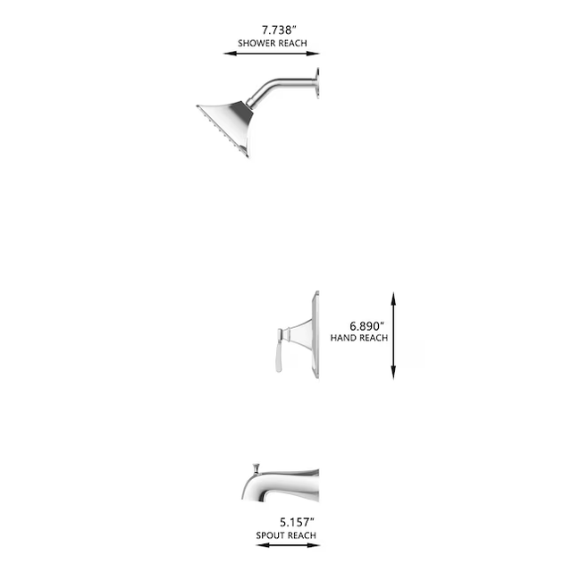 Grifo para bañera y ducha cuadrado monomando de cromo pulido Chesler de Allen + Roth con válvula incluida