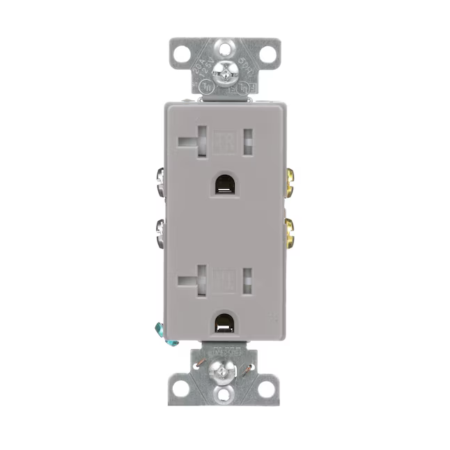 Eaton Arrow Hart Tomacorriente decorador residencial/comercial resistente a manipulaciones, 20 amperios y 125 voltios, gris