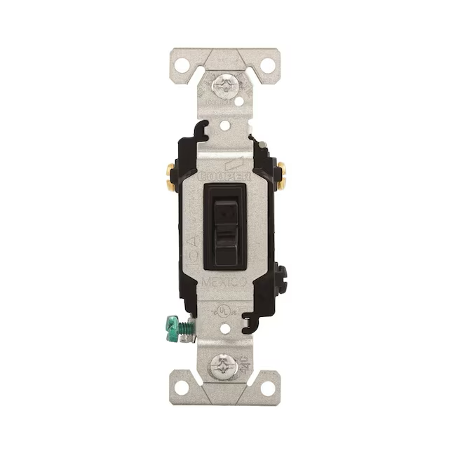 Eaton 15-Amp 3-Way Toggle Light Switch, Black