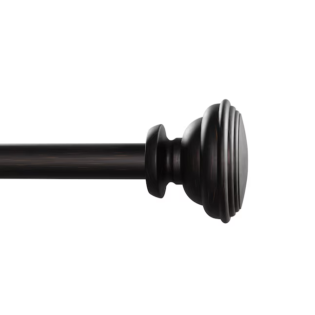 Style Selections Sema 48-in to 84-in Dark Oil-Rubbed Bronze Steel Single Curtain Rod with Finials