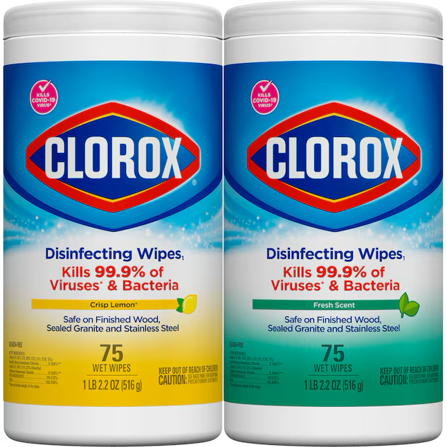 Clorox 2er-Pack Desinfektionstücher mit frischem Duft/Lemon Fresh, Allzweckreiniger