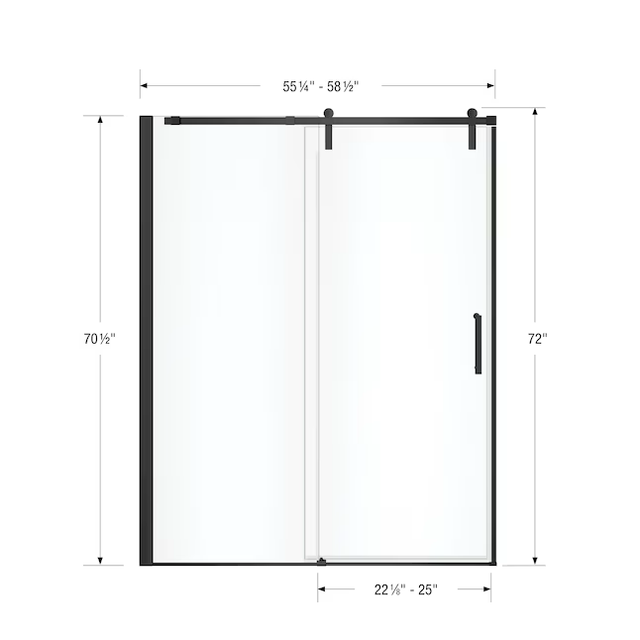 MAAX Outback Matte Black 55-1/4-in to 58-1/2-in W x 70.5-in H Semi-frameless Bypass Sliding Shower Door