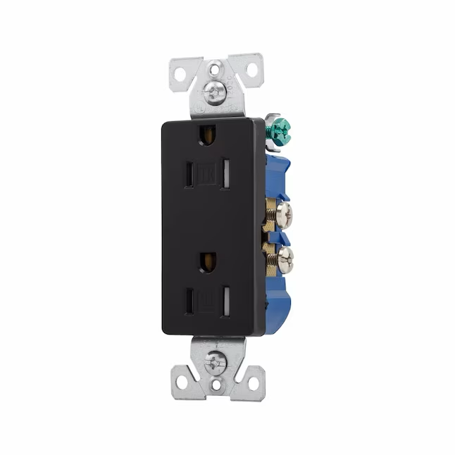 Eaton 15-Amp 125-volt Tamper Resistant Residential/Commercial Decorator Outlet, Black