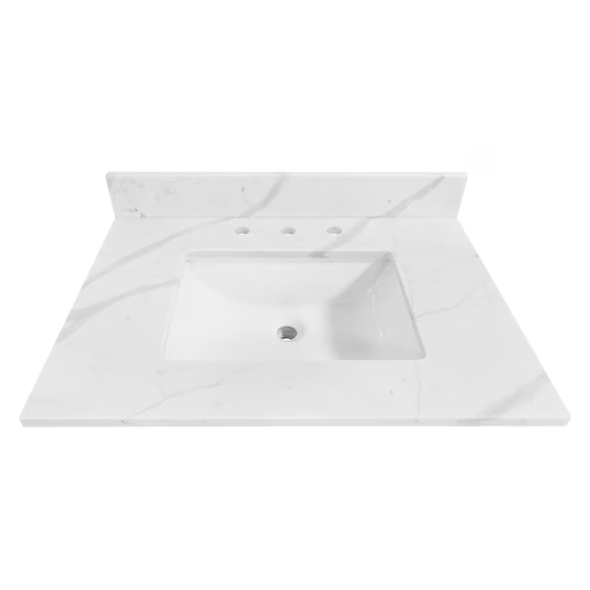 Allen + Roth Calacatta quartz 31-in White Quartz Undermount Single Sink 3-Hole Bathroom Vanity Top