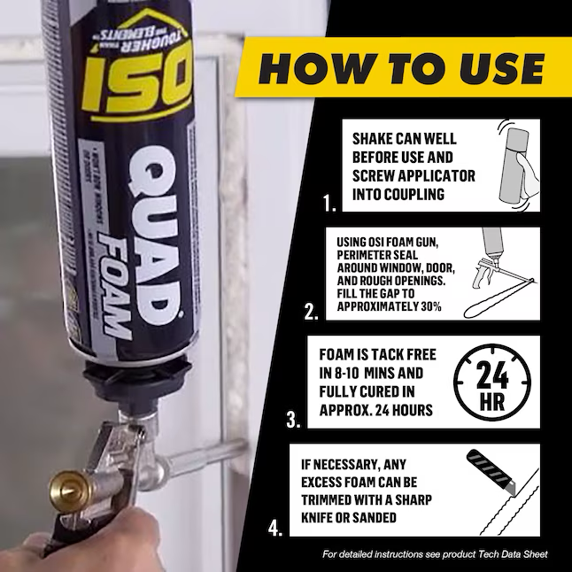 OSI Quad 16 oz Straw Indoor/Outdoor Spray Foam Insulation