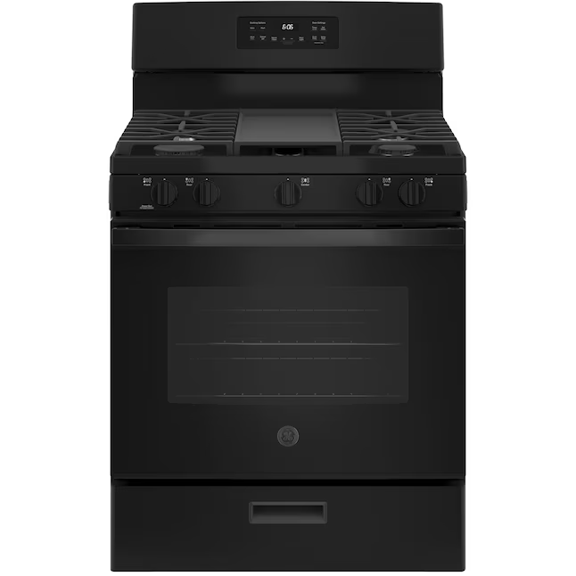 GE 30-in 5 Burners 5-cu ft Freestanding Natural Gas Range (Black)