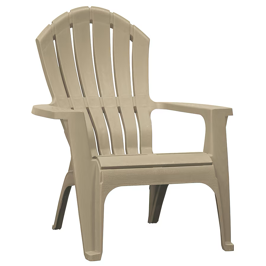 Adams PATIO Stackable Taupe Resin Frame Stationary Adirondack Chair with Slat Seat