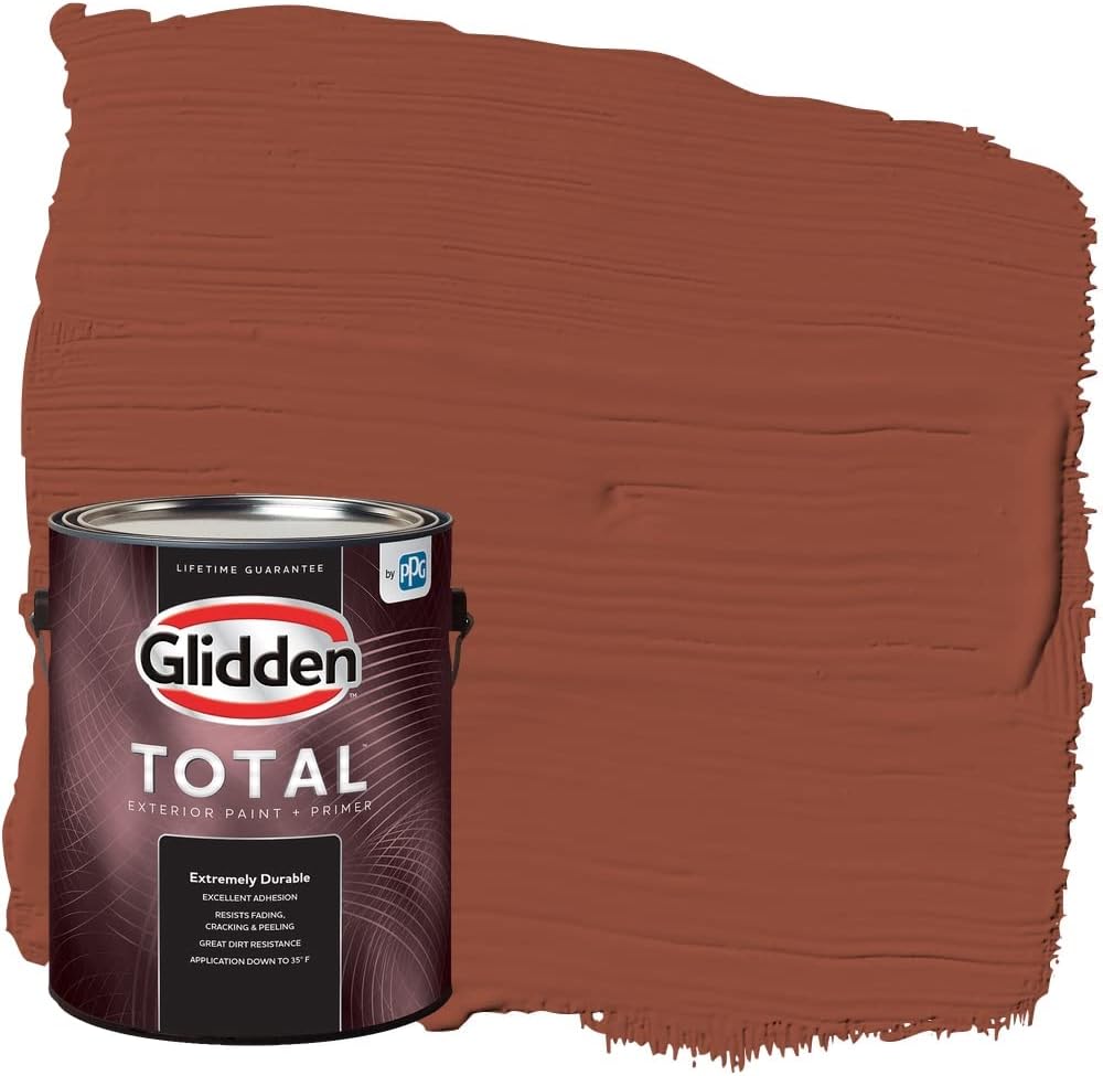 Glidden Total Exterior Paint & Primer Semi-Gloss, Burled Redwood