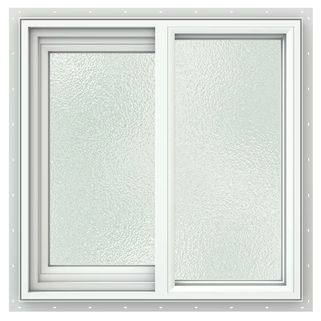 JELD-WEN V-2500 Jamba de 23-1/2 x 23-1/2 x 3 pulgadas Ventana corrediza blanca de vinilo operable a la izquierda Pantalla completa incluida