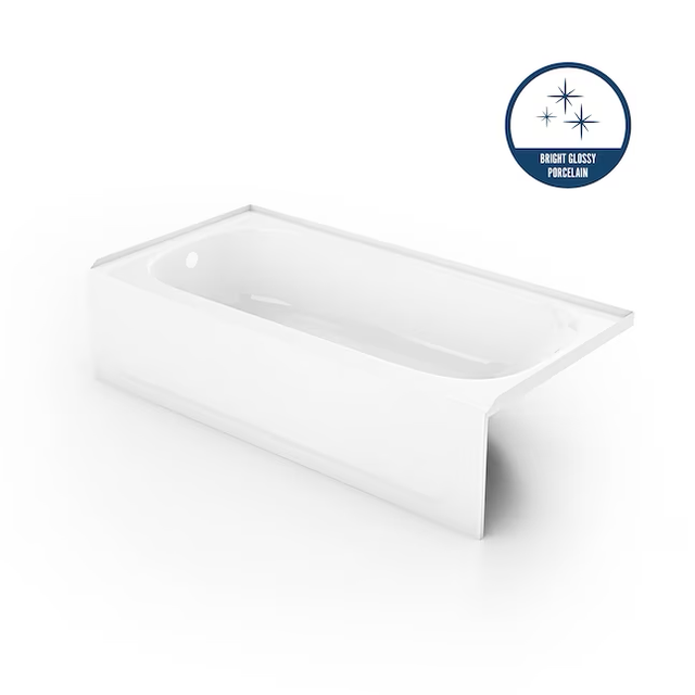 Mansfield Pro-Fit Steel 30-in W x 60-in L White Porcelain Enameled Steel Right Drain Alcove Soaking Bathtub