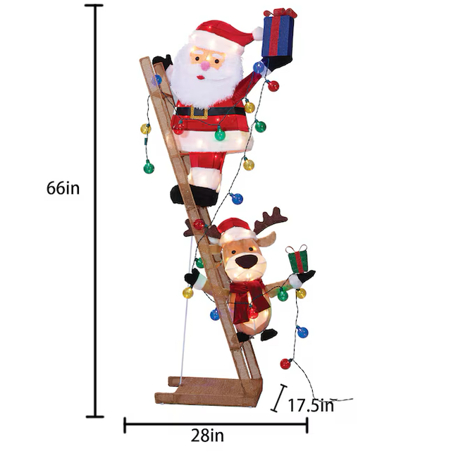 Holiday Living 5.5-ft Lighted Santa and Moose on Ladder Decoration