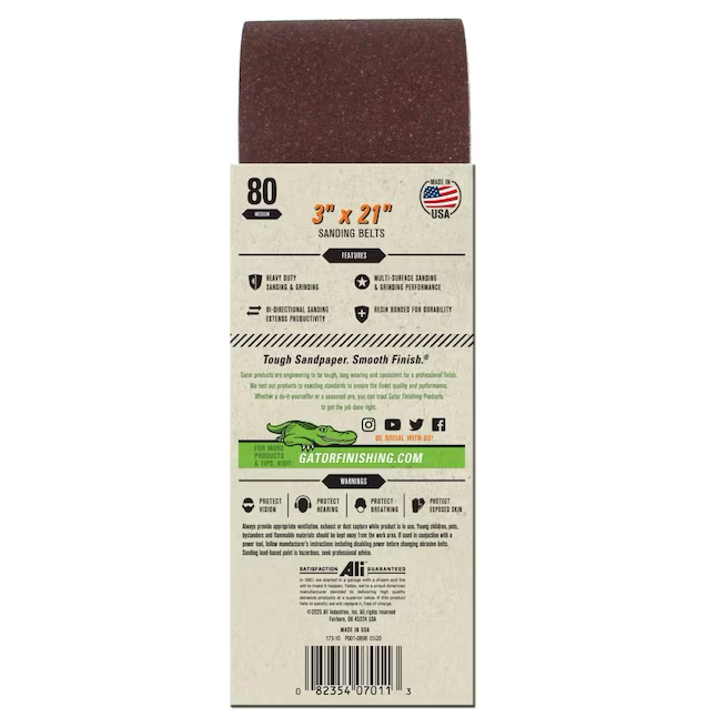 Gator 5-Piece Aluminum Oxide 80-Grit Belt Sandpaper