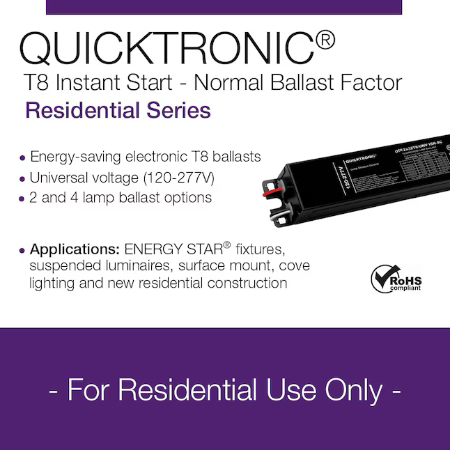 QUICKTRONIC T8 4-Bulb Residential Fluorescent Light Ballast